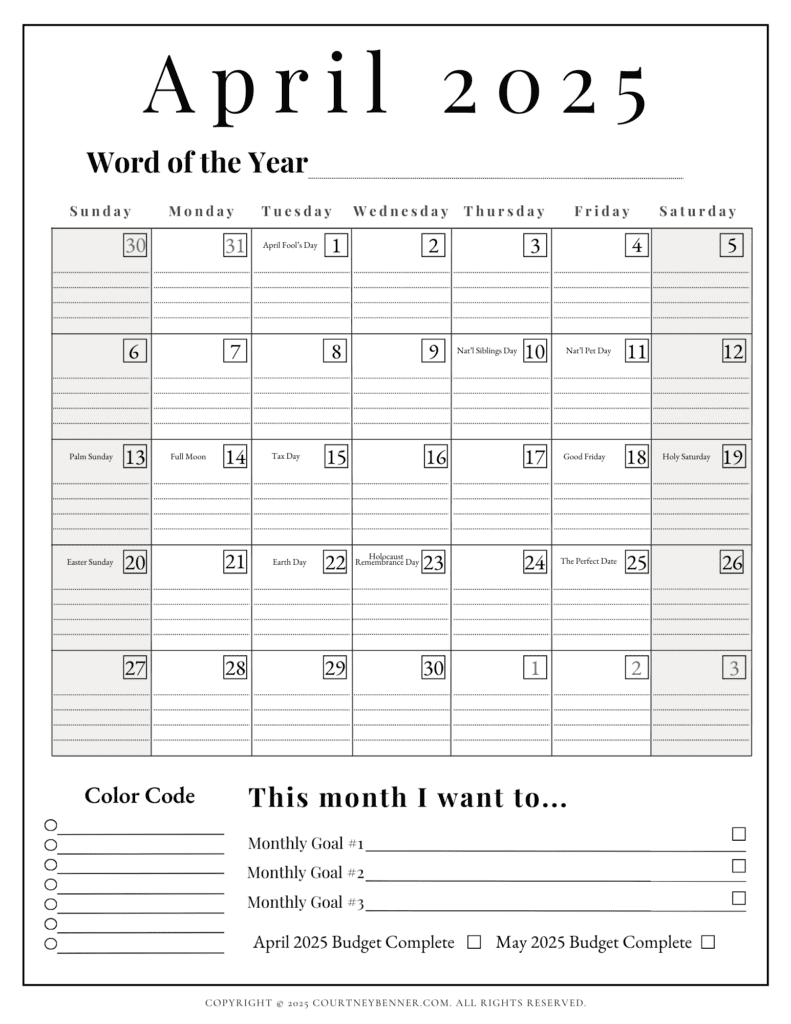 april 2025 calendar printable with holidays