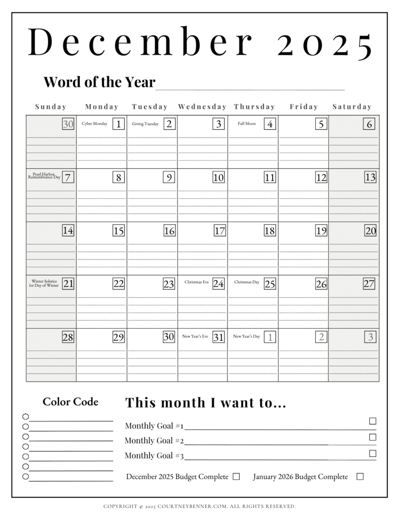 december 2025 calendar printable with holidays