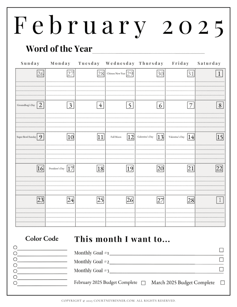 february 2025 calendar printable with holidays